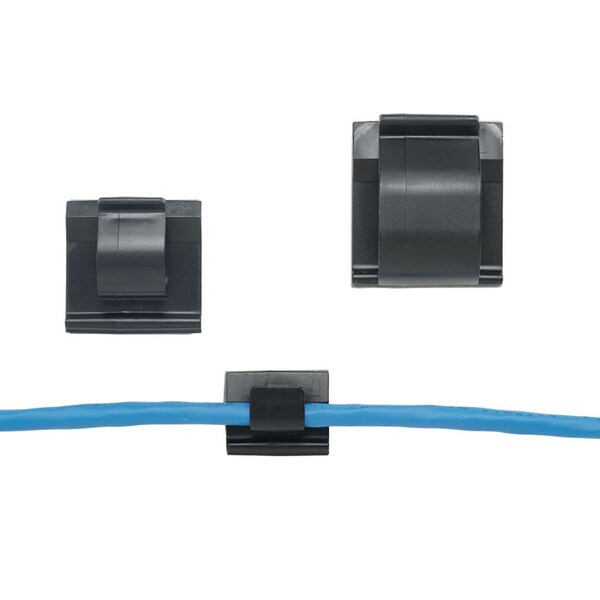 ADHESIVE BACKED CORD CLIP, NYLON BLACK, 100/PK ROHS, PK 100